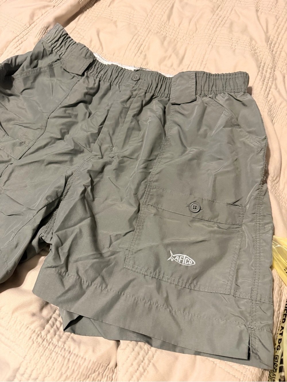 AFTCO Dark Gray Fishing Cargo Shorts with Button Pocket